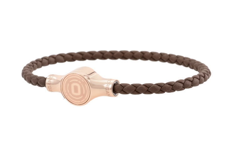 ORGANO Vital Click-Armband Rosé/Leder braun