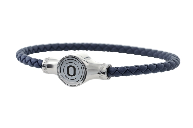 ORGANO Vital Click-Armband Edelstahl/Leder blau