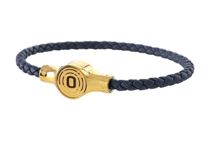 ORGANO Vital Click-Armband Gold/Leder blau